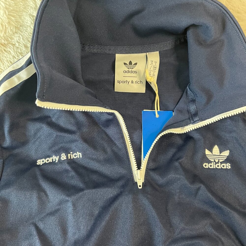 Sporty & Rich x Adidas Long-sleeve soccer polo womens S navy - Picture 3 of 7
